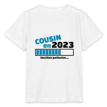 cousin en 2023 veuillez patienter - futur cousin - T-shirt bio MINI CREATOR Stanley/Stella Enfant - blanc - Devant - Maike (125cm)