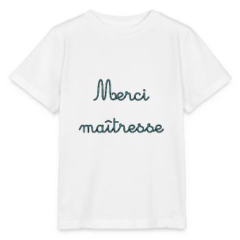 MAÎTRESSE. MAITRE. MERCI. MERCI MAÎTRESSE. MAITRE - T-shirt bio MINI CREATOR Stanley/Stella Enfant - blanc - Devant - Maike (125cm)