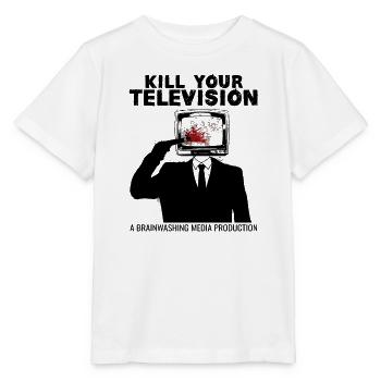 Lavage de cerveau Tuez votre télé Fake News Portest - T-shirt bio MINI CREATOR Stanley/Stella Enfant - blanc - Devant - Maike (125cm)