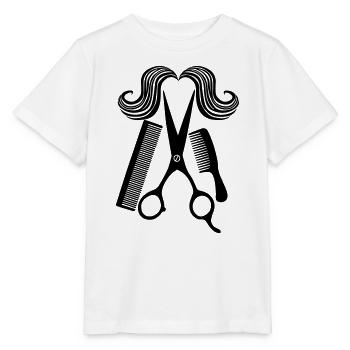 For hair salon with scissors two combs and a mustache - Stanley/Stella MINI CREATOR Kids’ T-Shirt - white - Front - Maike (125cm)