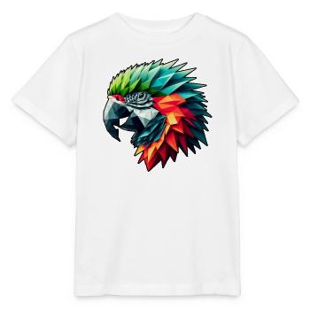 Papagei in Polygon Design Bunt - Stanley/Stella Kinder T-Shirt MINI CREATOR  - Weiß - Vorne - Maike (125cm)
