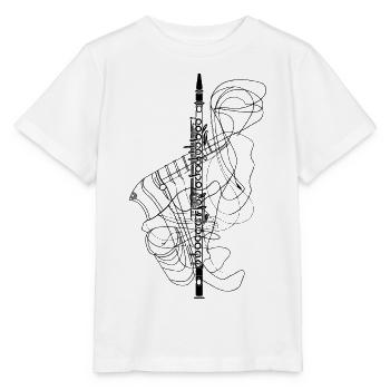 Flöte Skizze - Stanley/Stella Kinder T-Shirt MINI CREATOR  - Weiß - Vorne - Maike (125cm)