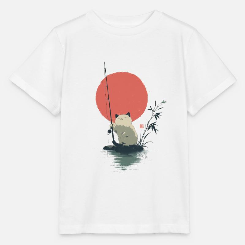 Pêcheur de pandas à la Lune Rouge - T-shirt bio MINI CREATOR Stanley/Stella Enfant - blanc