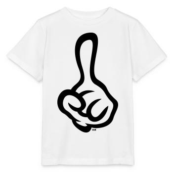 Raised index finger (finger / left hand / 1C) - Stanley/Stella MINI CREATOR Kids’ T-Shirt - white - Front - Maike (125cm)