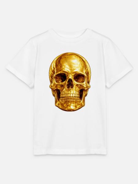 Goldener Schädel Print - Stanley/Stella Kinder T-Shirt MINI CREATOR - Weiß