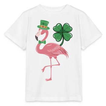 Flamingo im Shamrock-Stil - Stanley/Stella Kinder T-Shirt MINI CREATOR  - Weiß - Vorne - Maike (125cm)