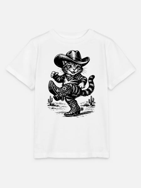 Katzen-Cowboy in Wüste - Stanley/Stella Kinder T-Shirt MINI CREATOR - Weiß