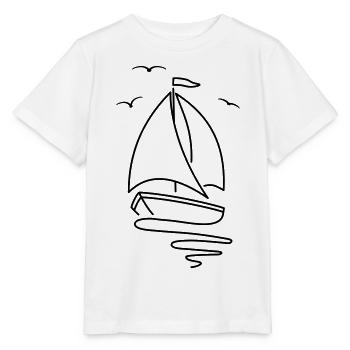 Sailboat with two sails and a flag on top. - Stanley/Stella MINI CREATOR Kids’ T-Shirt - white - Front - Maike (125cm)