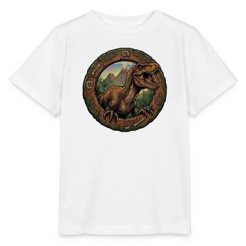 T Rex Dino dans l’anneau fossile - T-shirt bio MINI CREATOR Stanley/Stella Enfant - blanc - Devant - Maike (125cm)