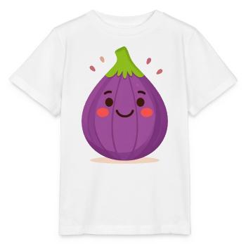 Purple Kawaii Fig – Sweet Fruit Illustration Art - Stanley/Stella MINI CREATOR Kids’ T-Shirt - white - Front - Maike (125cm)