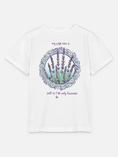 Lavendelgarten eingerahmt Lavendel Lavendelblüten - Stanley/Stella Kinder T-Shirt MINI CREATOR - Weiß