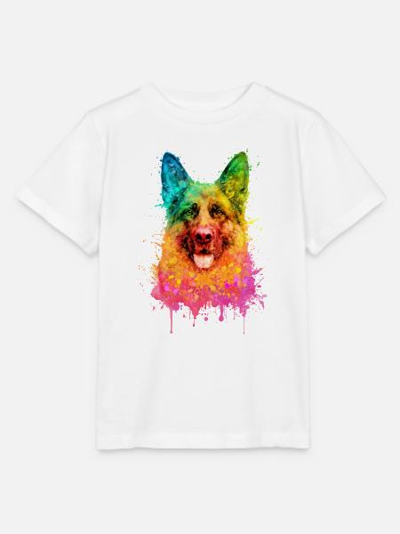 German Shepherd Aquarell Illustration - Stanley/Stella Kinder T-Shirt MINI CREATOR - Weiß