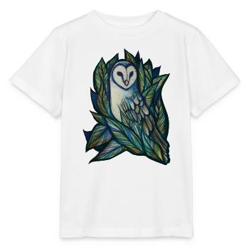 Eulenküken im grünen Wirbel - Stanley/Stella Kinder T-Shirt MINI CREATOR  - Weiß - Vorne - Maike (125cm)