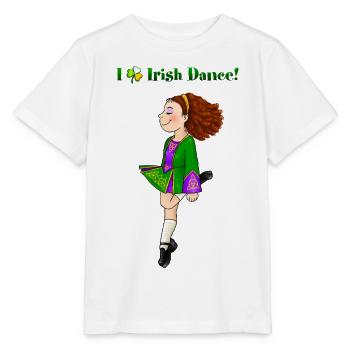 Irisches Tanzmädchen im grünen Kleid - Stanley/Stella Kinder T-Shirt MINI CREATOR  - Weiß - Vorne - Maike (125cm)