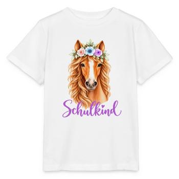 T-Shirt Schulkind Pferd - Stanley/Stella Kinder T-Shirt MINI CREATOR  - Weiß - Vorne - Maike (125cm)