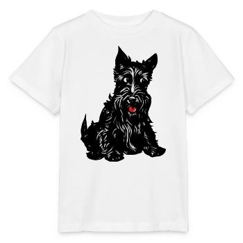 Monochrome Terrier-Linienkunst - Stanley/Stella Kinder T-Shirt MINI CREATOR  - Weiß - Vorne - Maike (125cm)