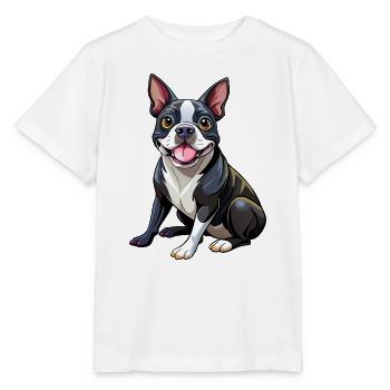 Boston Terrier Hundesitting - Stanley/Stella Kinder T-Shirt MINI CREATOR  - Weiß - Vorne - Maike (125cm)