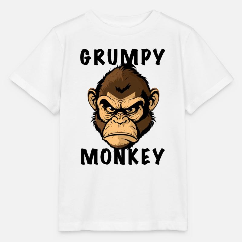 GRUMPY MONKEY - Stanley/Stella MINI CREATOR Kids’ T-Shirt - white