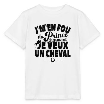 Je M'en Fou Du Prince Charmant Je Veux Un Cheval - T-shirt bio MINI CREATOR Stanley/Stella Enfant - blanc - Devant - Maike (125cm)