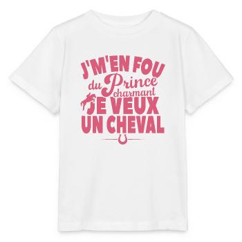 Je M'en Fou Du Prince Charmant Je Veux Un Cheval - T-shirt bio MINI CREATOR Stanley/Stella Enfant - blanc - Devant - Maike (125cm)