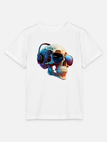 Schädel mit Kopfhörer - Stanley/Stella Kinder T-Shirt MINI CREATOR - Weiß