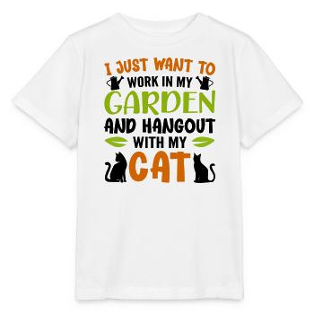 Ich will nur Arbeit In Meinem Garten Und Abhängen Mit Meinen Katzen - Stanley/Stella Kinder T-Shirt MINI CREATOR  - Weiß - Vorne - Maike (125cm)