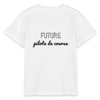 Future pilote de course - mademoiselle pilote - T-shirt bio MINI CREATOR Stanley/Stella Enfant - blanc - Devant - Maike (125cm)
