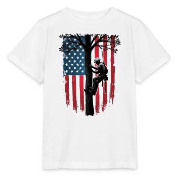 Baumpfleger Flagge Wald Holzfäller Geschenk - Stanley/Stella Kinder T-Shirt MINI CREATOR  - Weiß - Vorne - Maike (125cm)