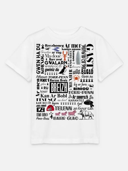 LES MOTS DE LA BRETAGNE - Breizh - BZH -2 - T-shirt bio MINI CREATOR Stanley/Stella Enfant - blanc