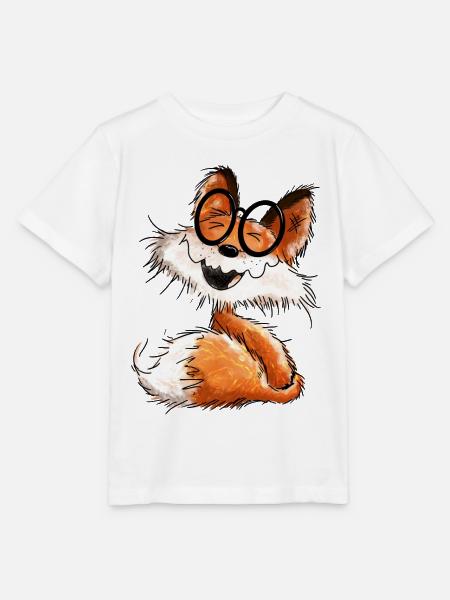 mignon petit renard avec des lunettes - Fox - T-shirt bio MINI CREATOR Stanley/Stella Enfant - blanc