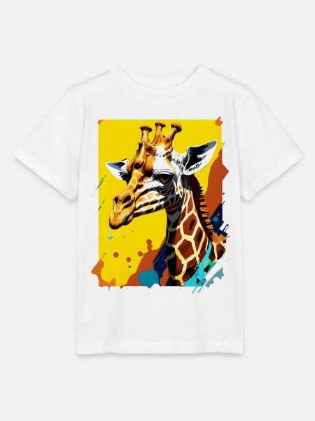 Giraffe Farbexplosion Neon - Stanley/Stella Kinder T-Shirt MINI CREATOR  - Weiß