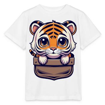 Tiger Pocket Cadeau Original pour Amour des Félins - T-shirt bio MINI CREATOR Stanley/Stella Enfant - blanc - Devant - Maike (125cm)