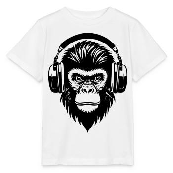 Singe comique avec des mèches et des écouteurs Chemise - T-shirt bio MINI CREATOR Stanley/Stella Enfant - blanc - Devant - Maike (125cm)