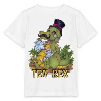 Drôle de jeu de mots Tea Rex Dino dessiné à la main - T-shirt bio MINI CREATOR Stanley/Stella Enfant - blanc - Devant - Maike (125cm)