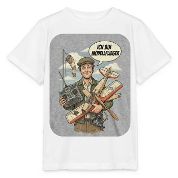 Modèle réduit d’avion dans un style vintage - T-shirt bio MINI CREATOR Stanley/Stella Enfant - blanc - Devant - Maike (125cm)