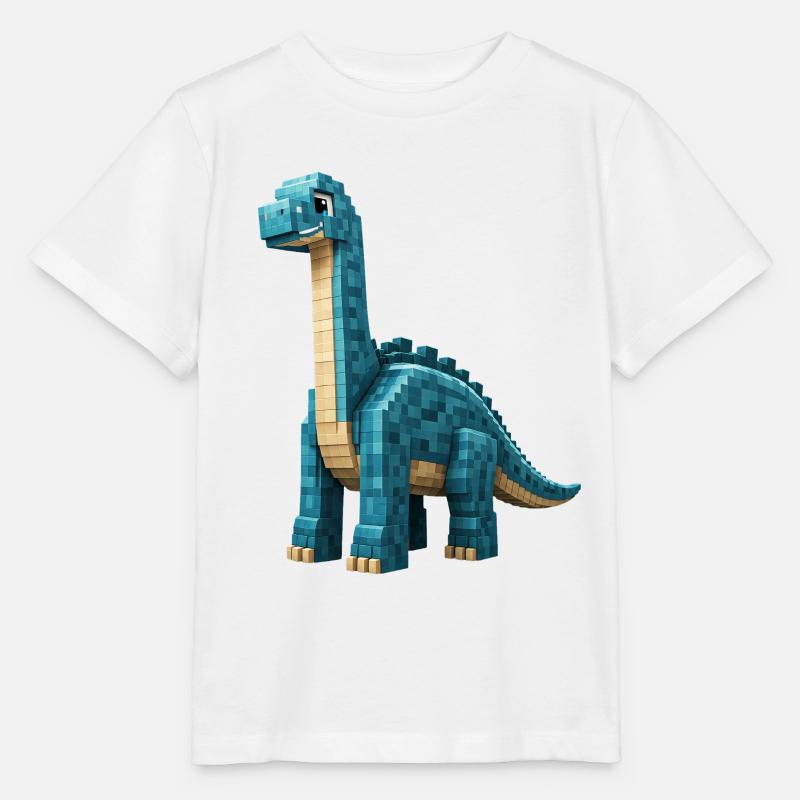 Pixel Brontosaurus - T-shirt bio MINI CREATOR Stanley/Stella Enfant - blanc
