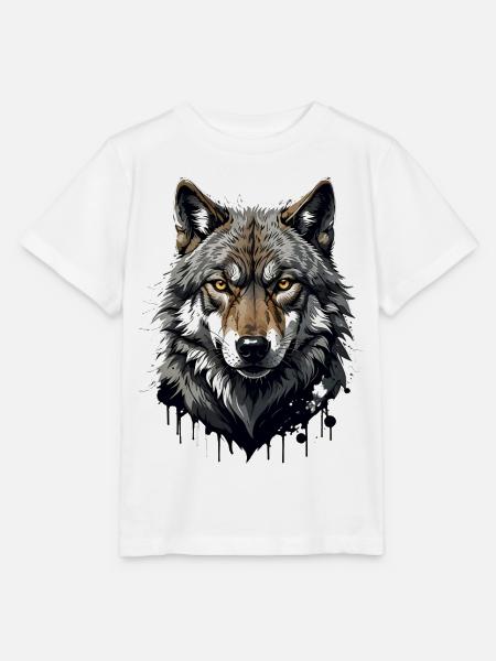 Wolf Illustration mit Farbklecksen - Stanley/Stella Kinder T-Shirt MINI CREATOR  - Weiß
