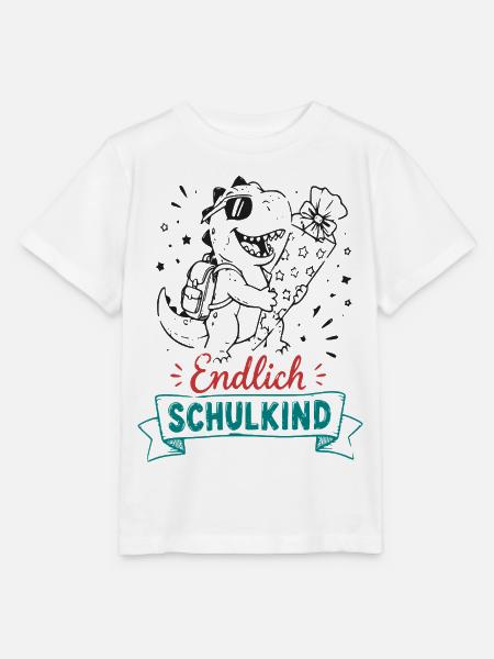 Endlich Schulkind Dino - Stanley/Stella Kinder T-Shirt MINI CREATOR  - Weiß