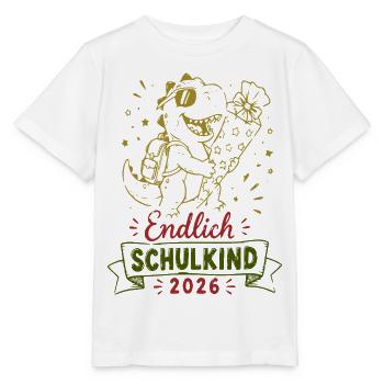 Endlich Schulkind 2026 Dino - Stanley/Stella Kinder T-Shirt MINI CREATOR  - Weiß - Vorne - Maike (125cm)