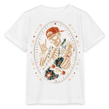 Skater Skelett Rocker Skateboard Vintage Halloween - Stanley/Stella Kinder T-Shirt MINI CREATOR  - Weiß - Vorne - Maike (125cm)