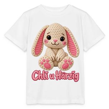 Häkelhase mit Herzchen - Stanley/Stella Kinder T-Shirt MINI CREATOR  - Weiß - Vorne - Maike (125cm)