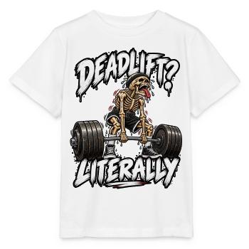 Kreuzheben – Skeleton Gym - Stanley/Stella Kinder T-Shirt MINI CREATOR  - Weiß - Vorne - Maike (125cm)
