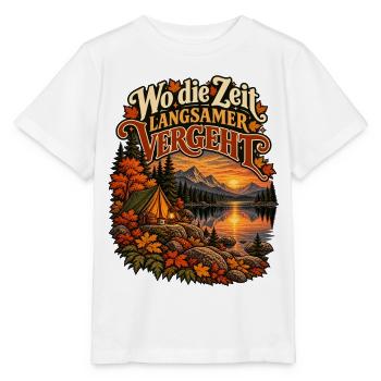 Wo die Zeit langsamer vergeht - Stanley/Stella Kinder T-Shirt MINI CREATOR  - Weiß - Vorne - Maike (125cm)
