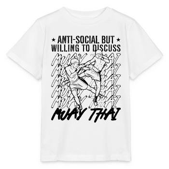 Combattant de Muay Thai Anti-Social Mais Volontaire Boxe - T-shirt bio MINI CREATOR Stanley/Stella Enfant - blanc - Devant - Maike (125cm)