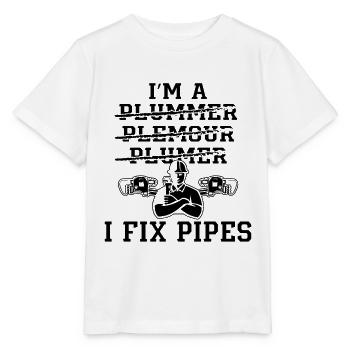 Je suis A Je Répare Tuyaux Plombier Plomberie Plomberie Plombiers - T-shirt bio MINI CREATOR Stanley/Stella Enfant - blanc - Devant - Maike (125cm)