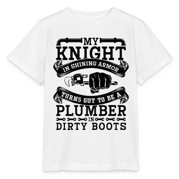 Mon chevalier en armure brillante Plombier Plomberie Pipe - T-shirt bio MINI CREATOR Stanley/Stella Enfant - blanc - Devant - Maike (125cm)