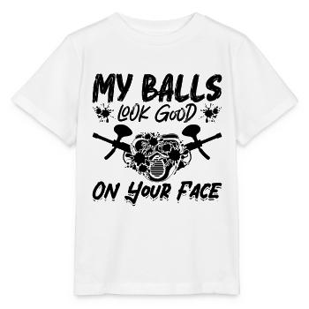 My Balls Look Paintball Splatter Paintball Player - Stanley/Stella Kinder T-Shirt MINI CREATOR  - Weiß - Vorne - Maike (125cm)