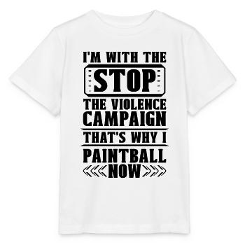 I'm With Stop Violence Now Paintball Airgun Player - Stanley/Stella MINI CREATOR Kids’ T-Shirt - white - Front - Maike (125cm)