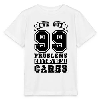 J’ai 99 problèmes de vie saine Amateur de faible teneur en glucides - T-shirt bio MINI CREATOR Stanley/Stella Enfant - blanc - Devant - Maike (125cm)