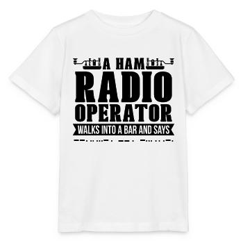 Un opérateur radio amateur entre dans l’antenne de la tour radio - T-shirt bio MINI CREATOR Stanley/Stella Enfant - blanc - Devant - Maike (125cm)